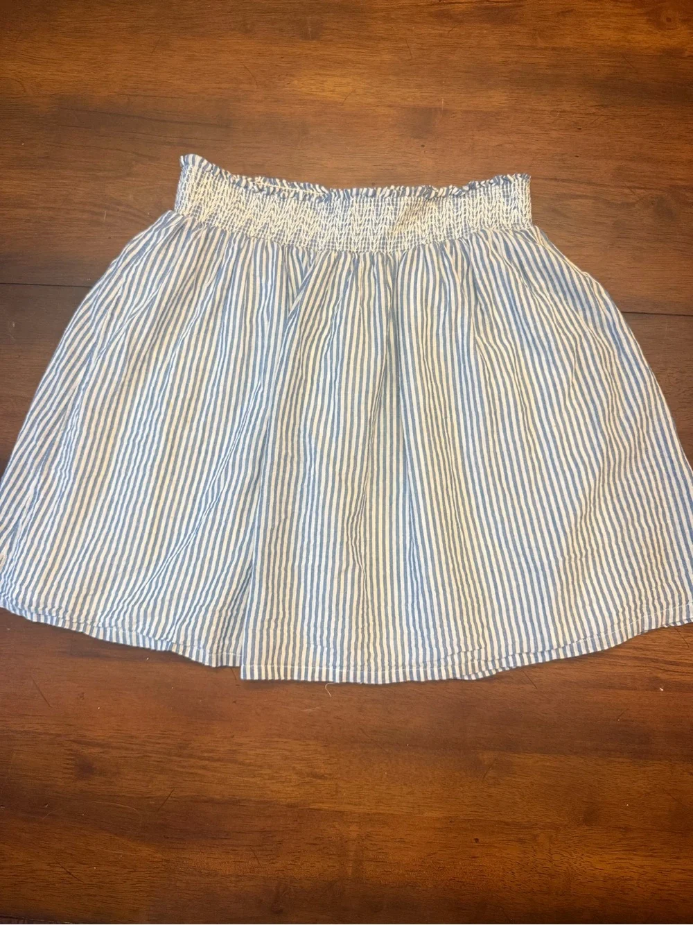 Old Navy Blue and White Striped Smocked Waist Skirt